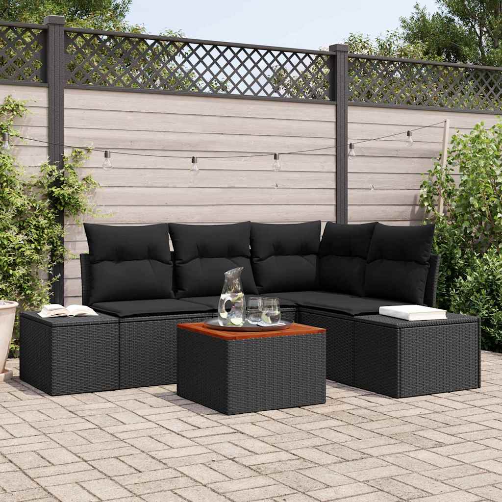 Set Divano da Giardino 5 pz Nero polyrattan | homemem39
