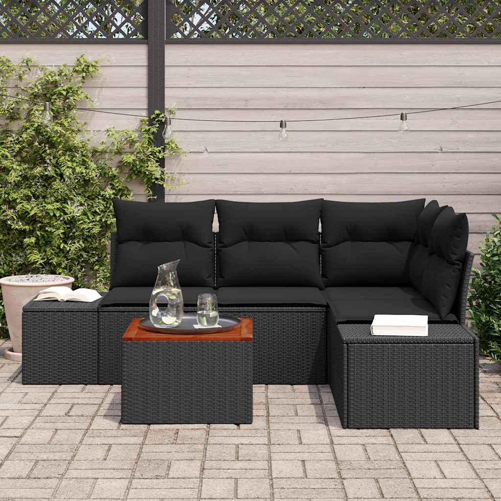 Set Divano da Giardino 5 pz Nero polyrattan | homemem39
