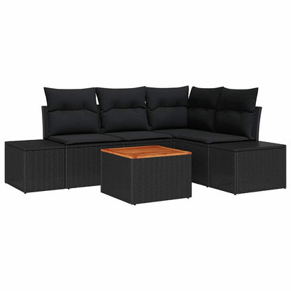 Set Divano da Giardino 5 pz Nero polyrattan | homemem39