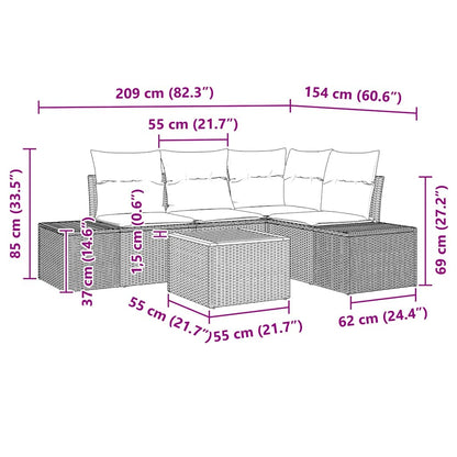 Set Divano da Giardino 5 pz Nero polyrattan | homemem39
