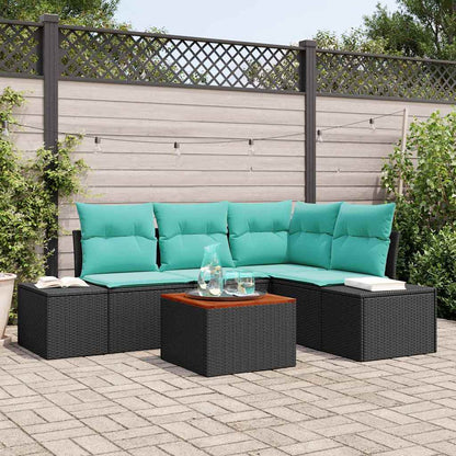 Set Divano da Giardino 5 pz Nero polyrattan