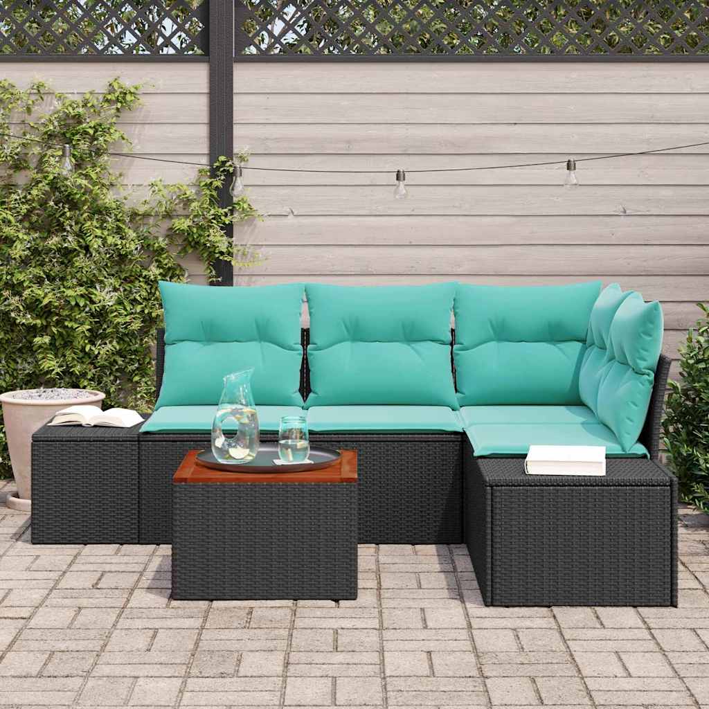 Set Divano da Giardino 5 pz Nero polyrattan | homemem39