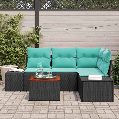 Set Divano da Giardino 5 pz Nero polyrattan | homemem39