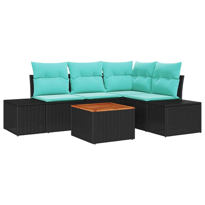 Set Divano da Giardino 5 pz Nero polyrattan | homemem39