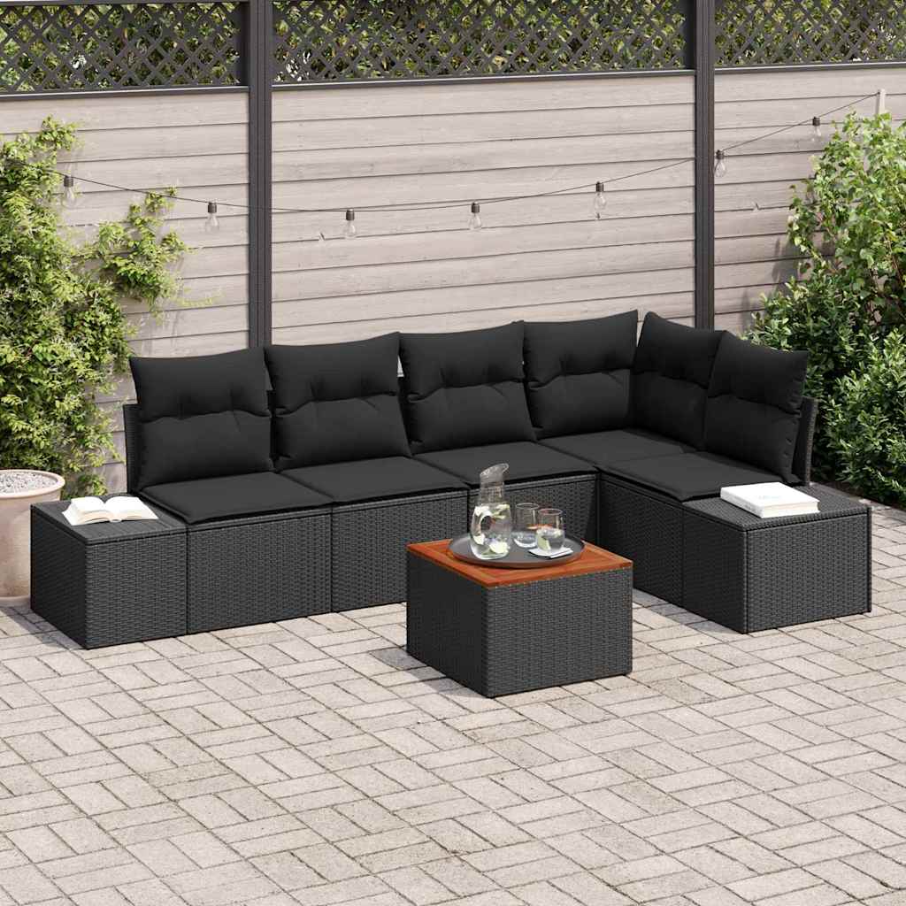 Set Divano da Giardino 6 pz Nero polyrattan | homemem39