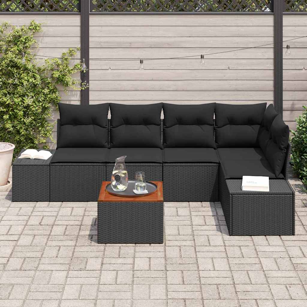 Set Divano da Giardino 6 pz Nero polyrattan | homemem39