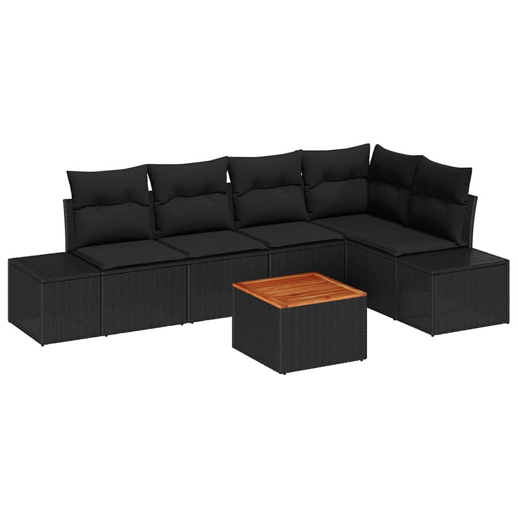 Set Divano da Giardino 6 pz Nero polyrattan | homemem39
