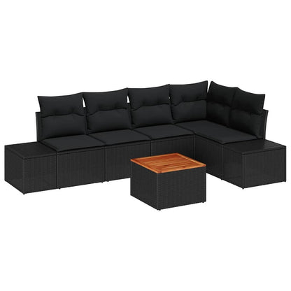 Set Divano da Giardino 6 pz Nero polyrattan | homemem39