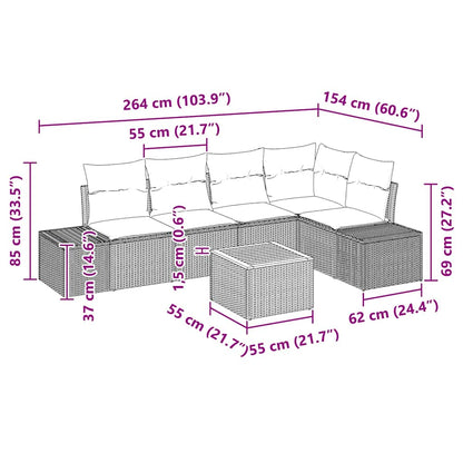 Set Divano da Giardino 6 pz Nero polyrattan | homemem39