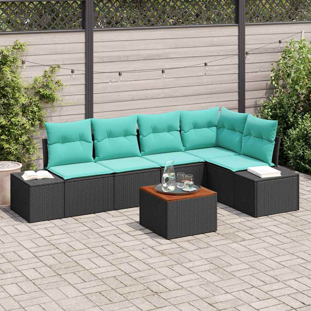 Set Divano da Giardino 6 pz Nero polyrattan | homemem39