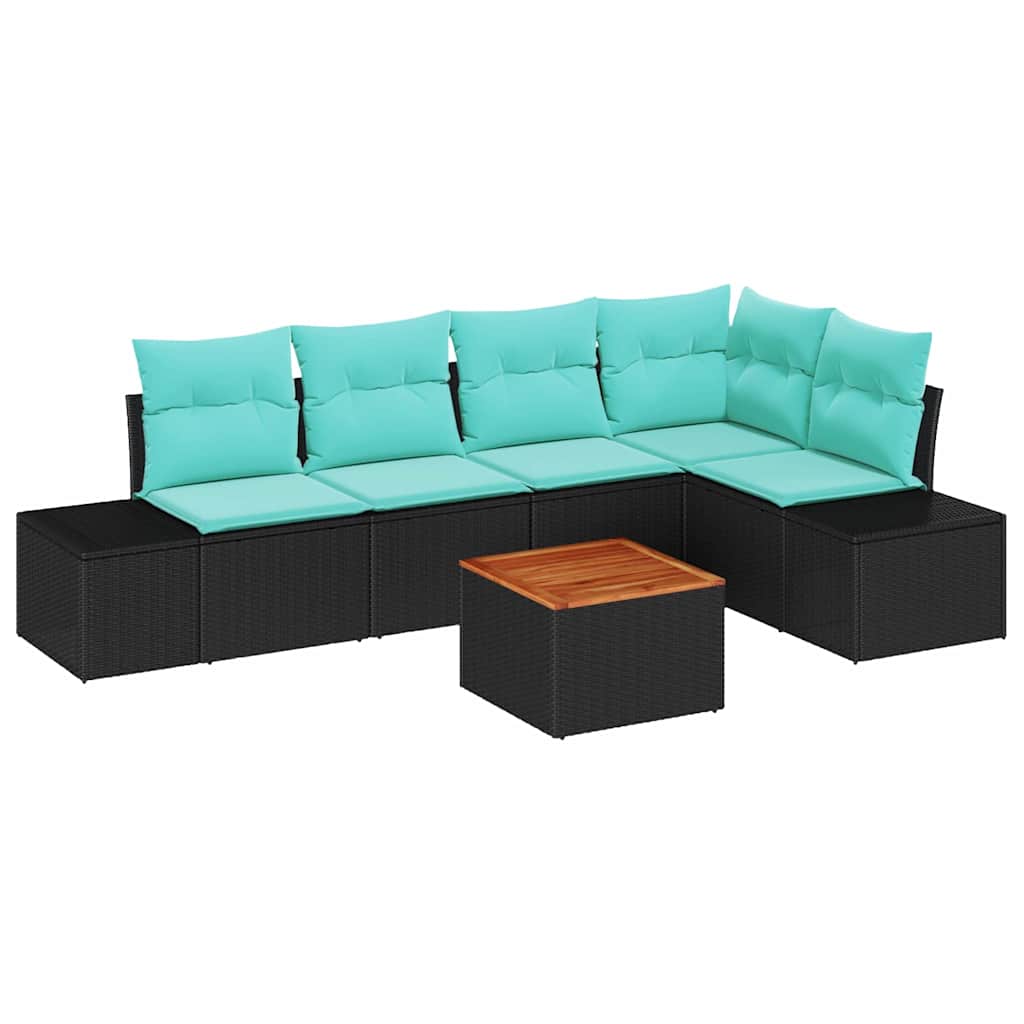 Set Divano da Giardino 6 pz Nero polyrattan | homemem39