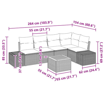 Set Divano da Giardino 6 pz Nero polyrattan | homemem39