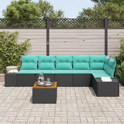 Set Divano da Giardino 7 pz Nero polyrattan | homemem39