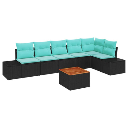 Set Divano da Giardino 7 pz Nero polyrattan | homemem39