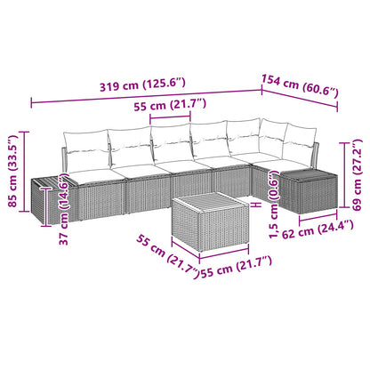 Set Divano da Giardino 7 pz Nero polyrattan | homemem39