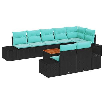 Set Divano da Giardino 9 pz Nero polyrattan | homemem39