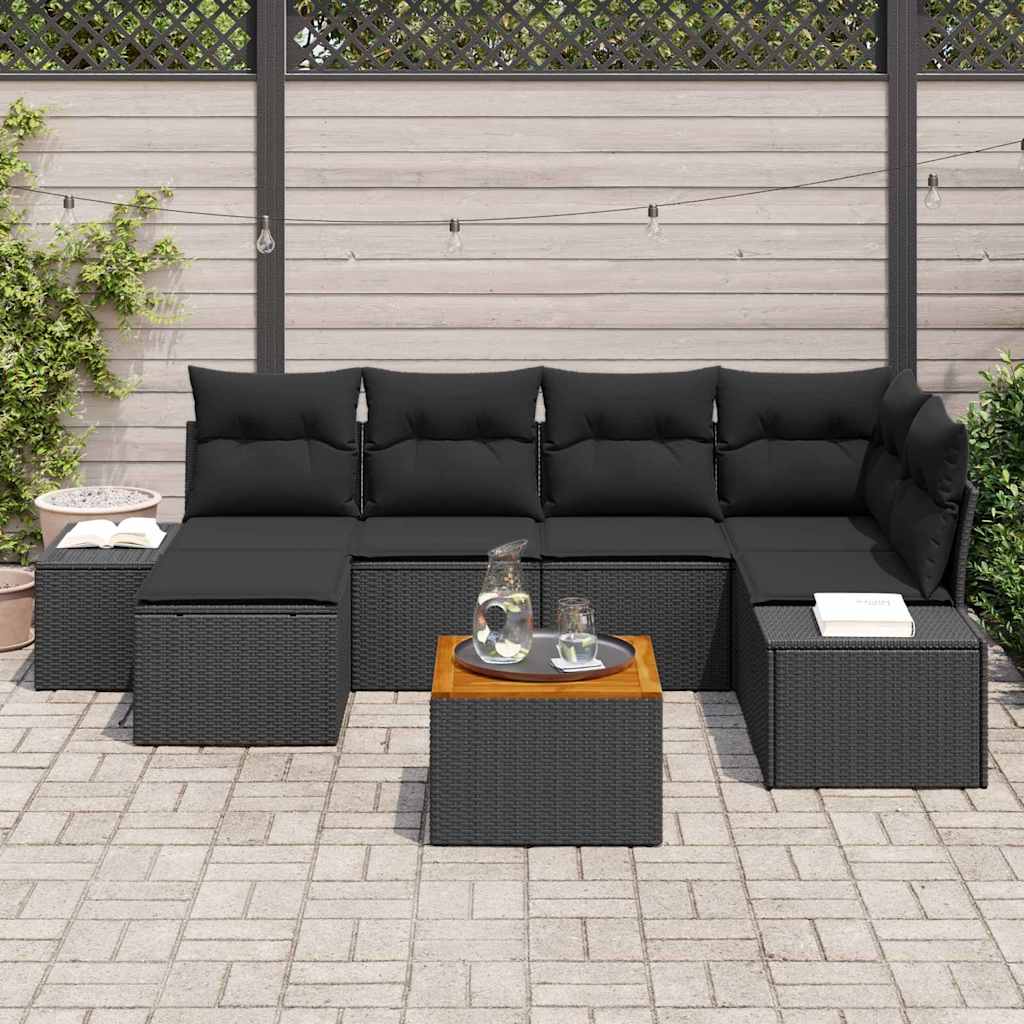 Set Divano da Giardino 7 pz Nero polyrattan | homemem39