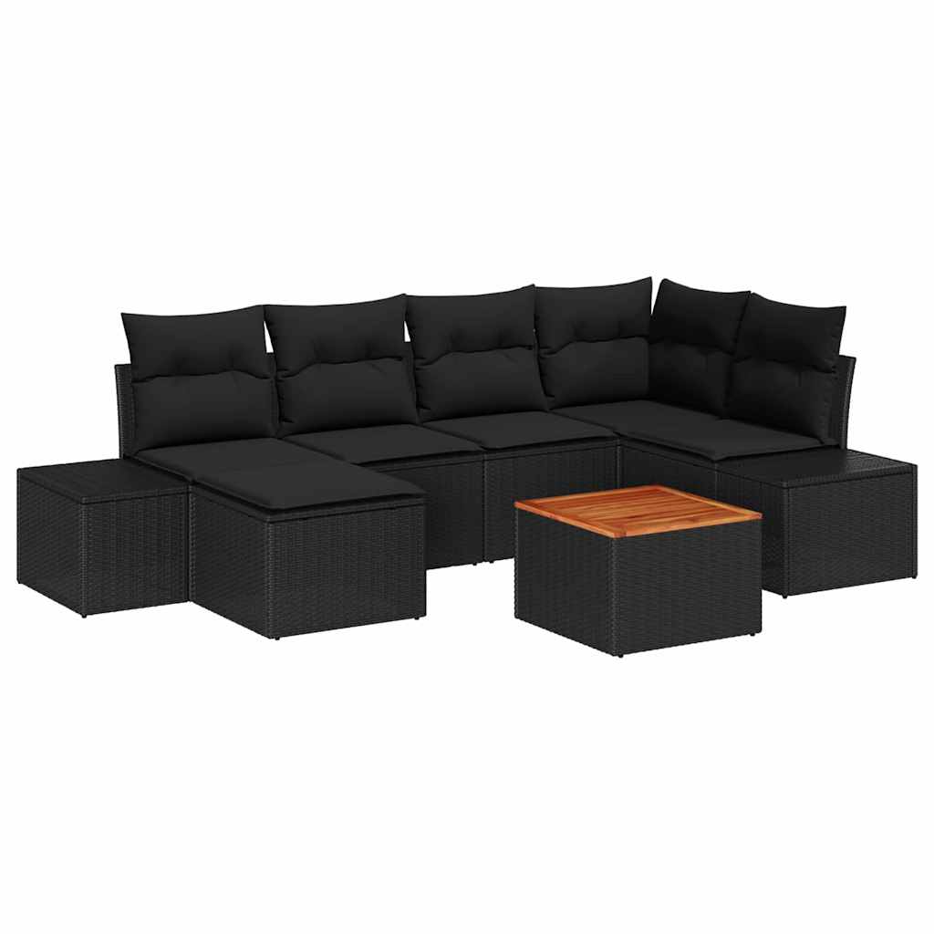 Set Divano da Giardino 7 pz Nero polyrattan | homemem39