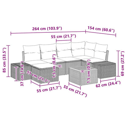 Set Divano da Giardino 7 pz Nero polyrattan | homemem39