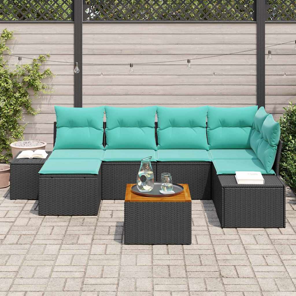 Set Divano da Giardino 7 pz Nero polyrattan | homemem39