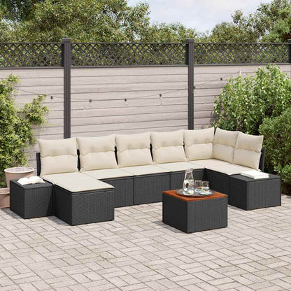 Set Divano da Giardino con cuscino 8 pcs Nero polyrattan | homemem39