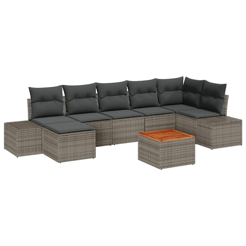 Set Divano da Giardino con cuscino 8 pcs Grigio polyrattan | homemem39
