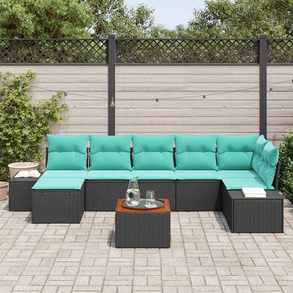 Set Divano da Giardino 8 pz Nero polyrattan | homemem39