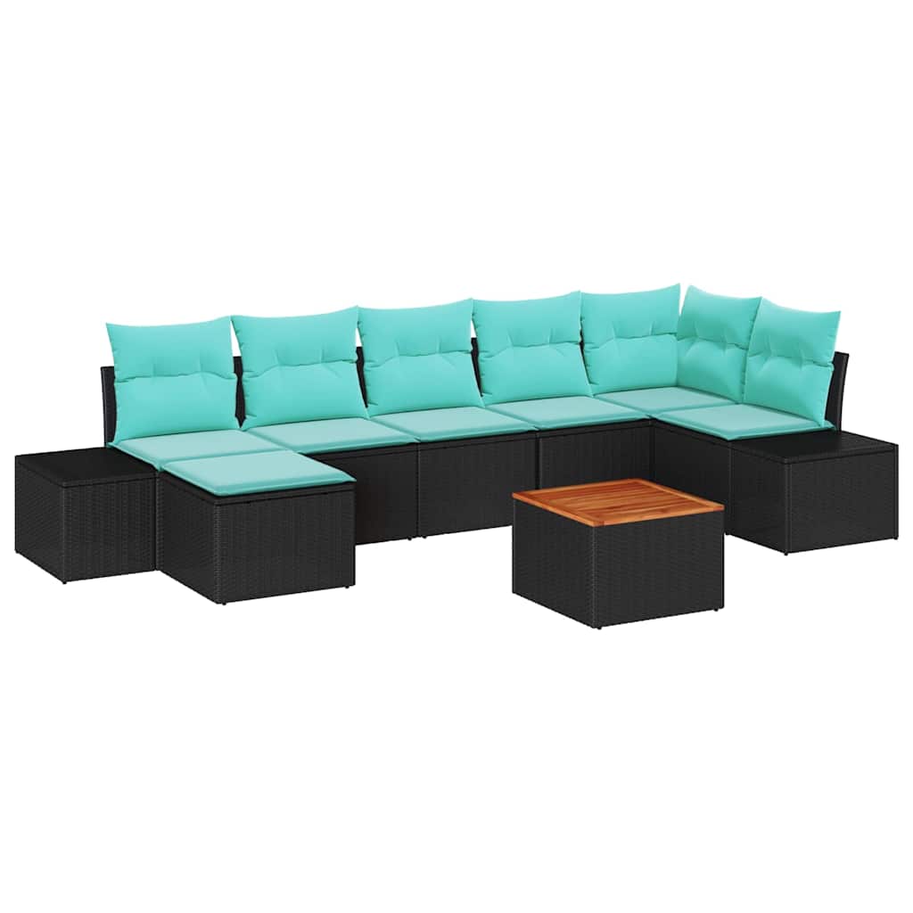 Set Divano da Giardino 8 pz Nero polyrattan | homemem39