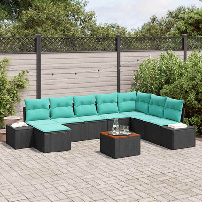 Set Divano da Giardino 9 pz Nero polyrattan | homemem39