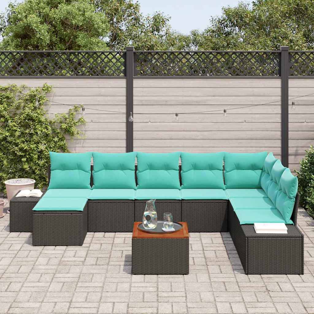 Set Divano da Giardino 9 pz Nero polyrattan | homemem39