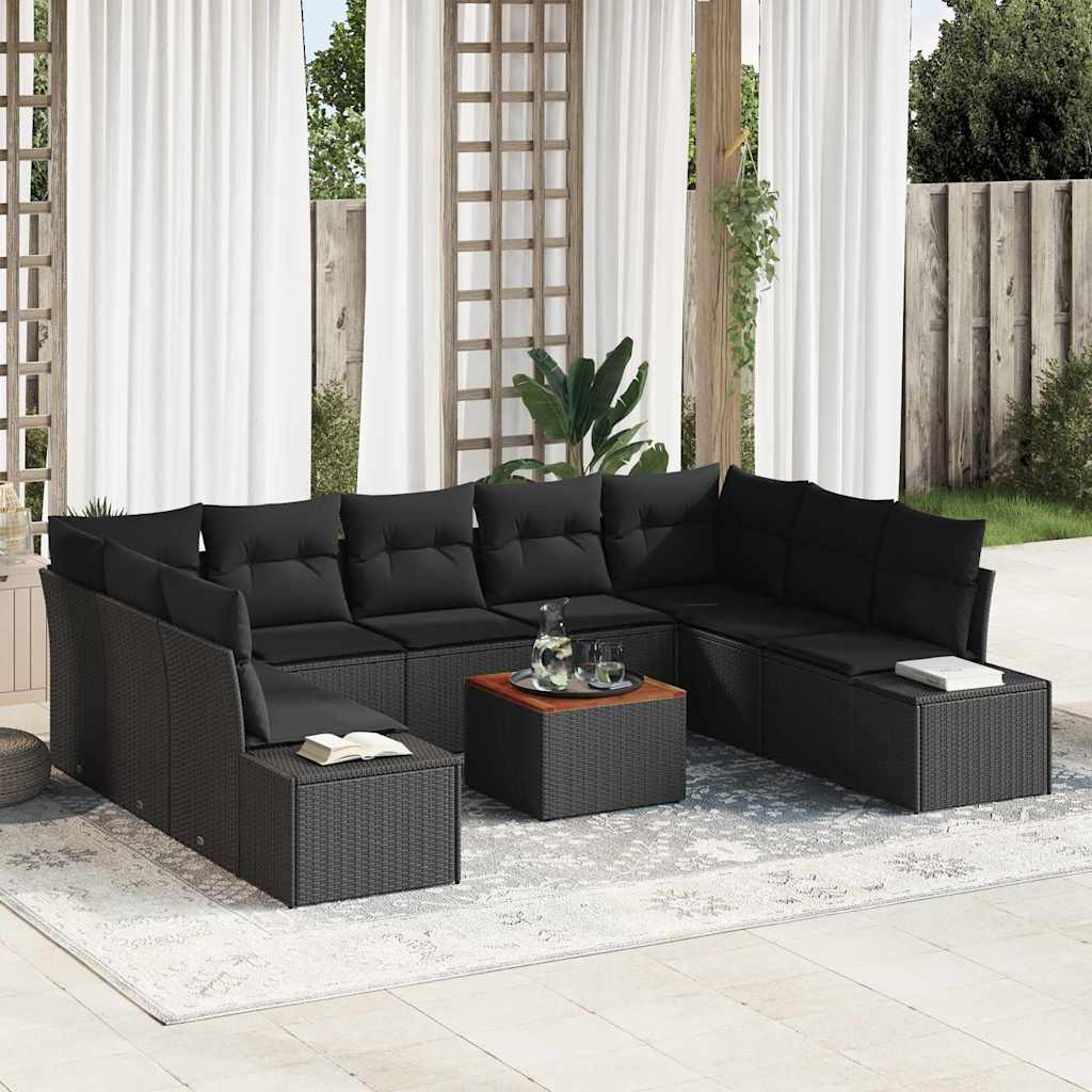 Set Divano da Giardino 10 pz Nero polyrattan | homemem39