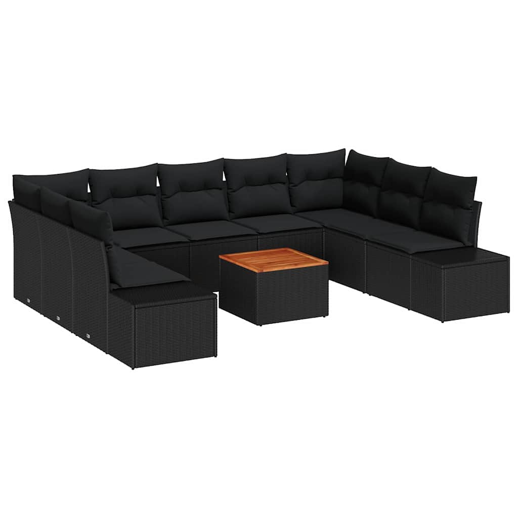 Set Divano da Giardino 10 pz Nero polyrattan | homemem39