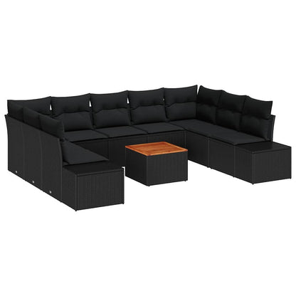 Set Divano da Giardino 10 pz Nero polyrattan | homemem39
