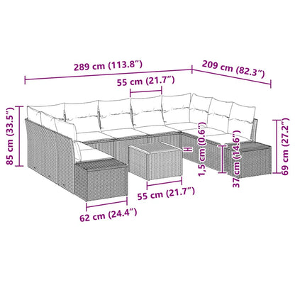 Set Divano da Giardino 10 pz Nero polyrattan | homemem39