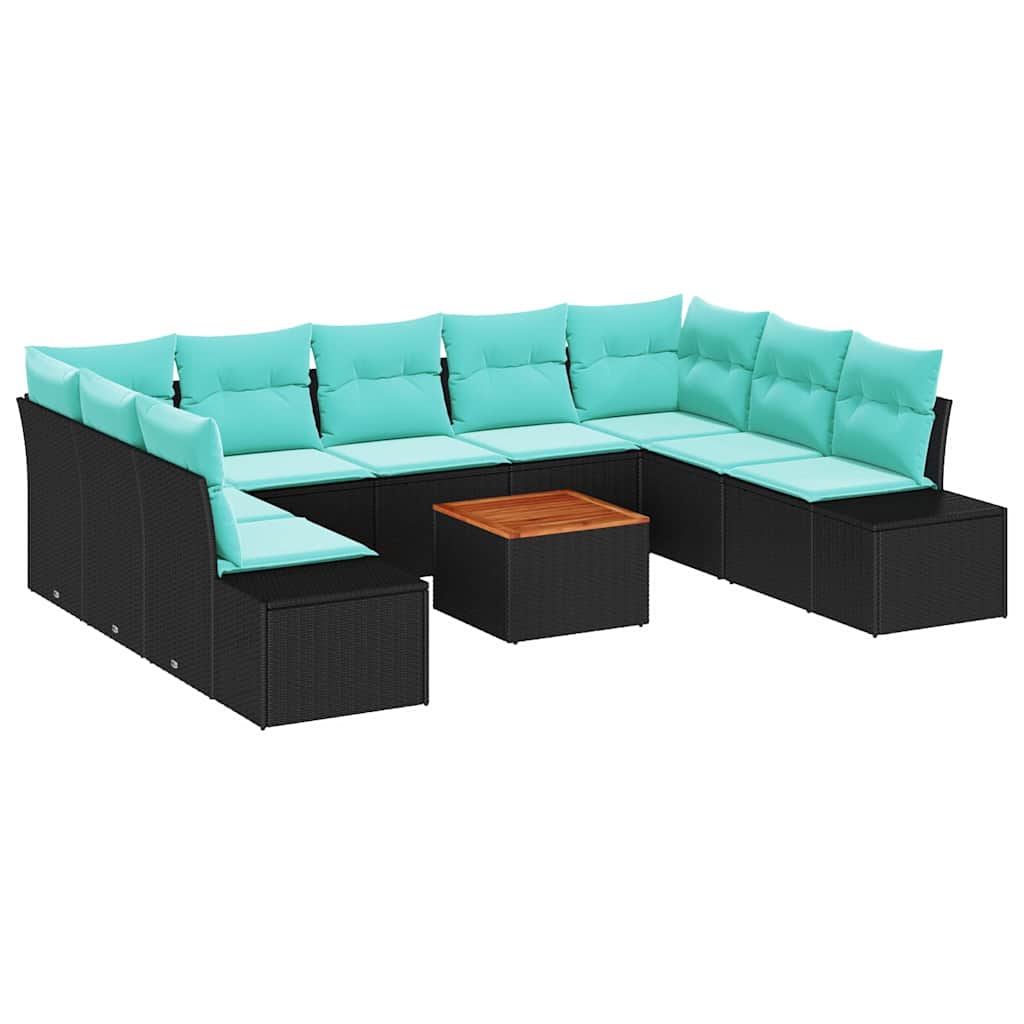 Set Divano da Giardino 10 pz Nero polyrattan | homemem39