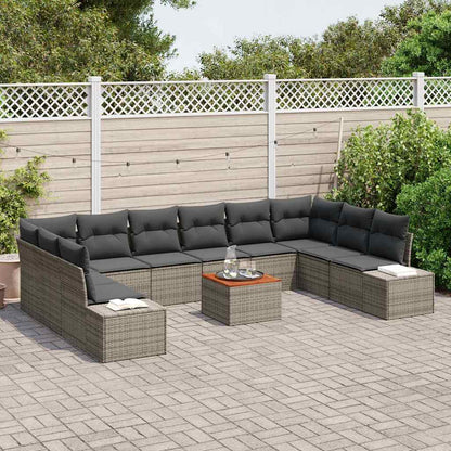 Set Divano da Giardino con cuscino 11 pcs Grigio polyrattan | homemem39