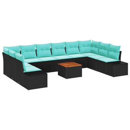 Set Divano da Giardino 11 pz Nero polyrattan | homemem39