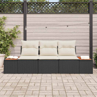 Set Divano da Giardino con cuscino 3 pcs Nero polyrattan | homemem39