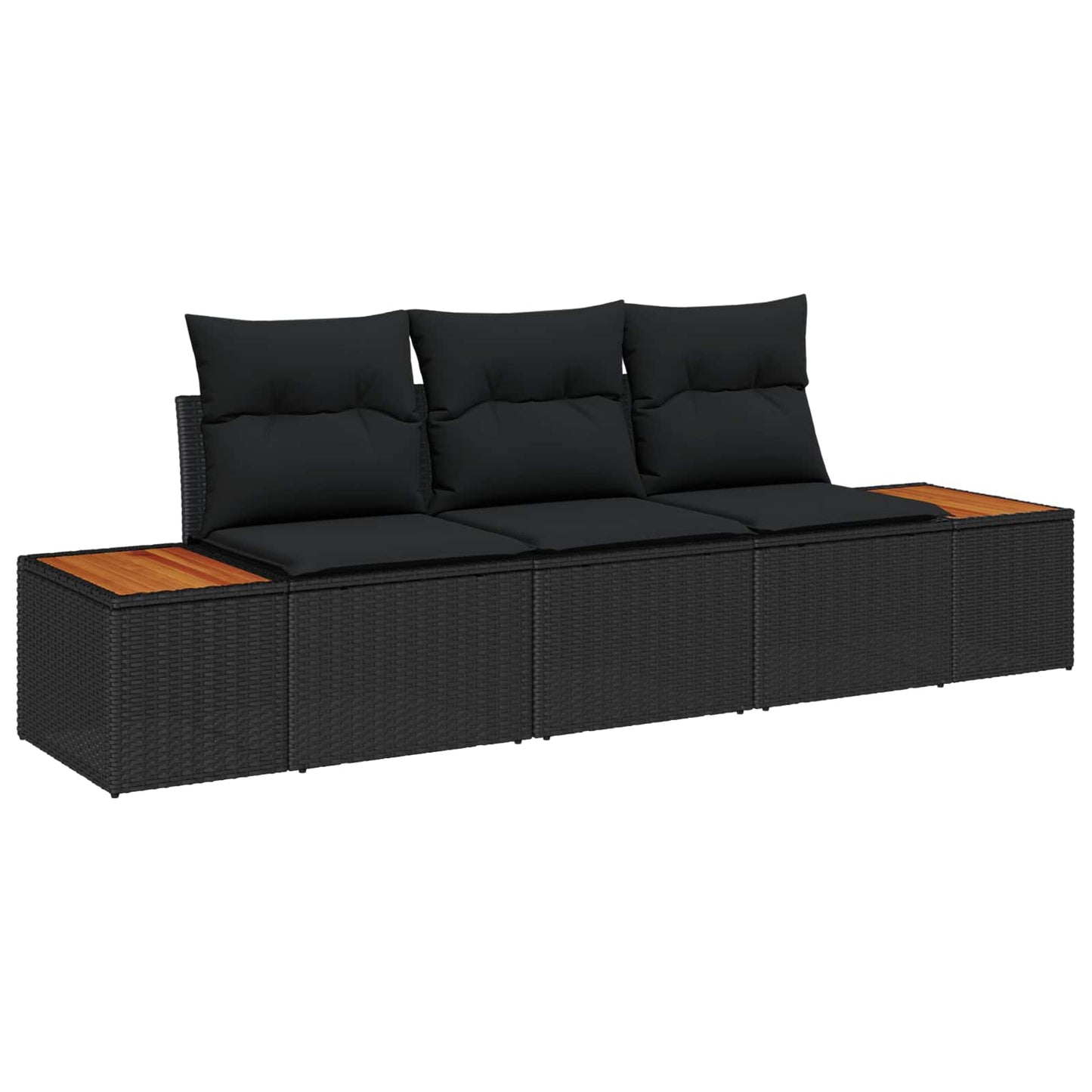 Set Divano da Giardino 3 pz Nero polyrattan | homemem39