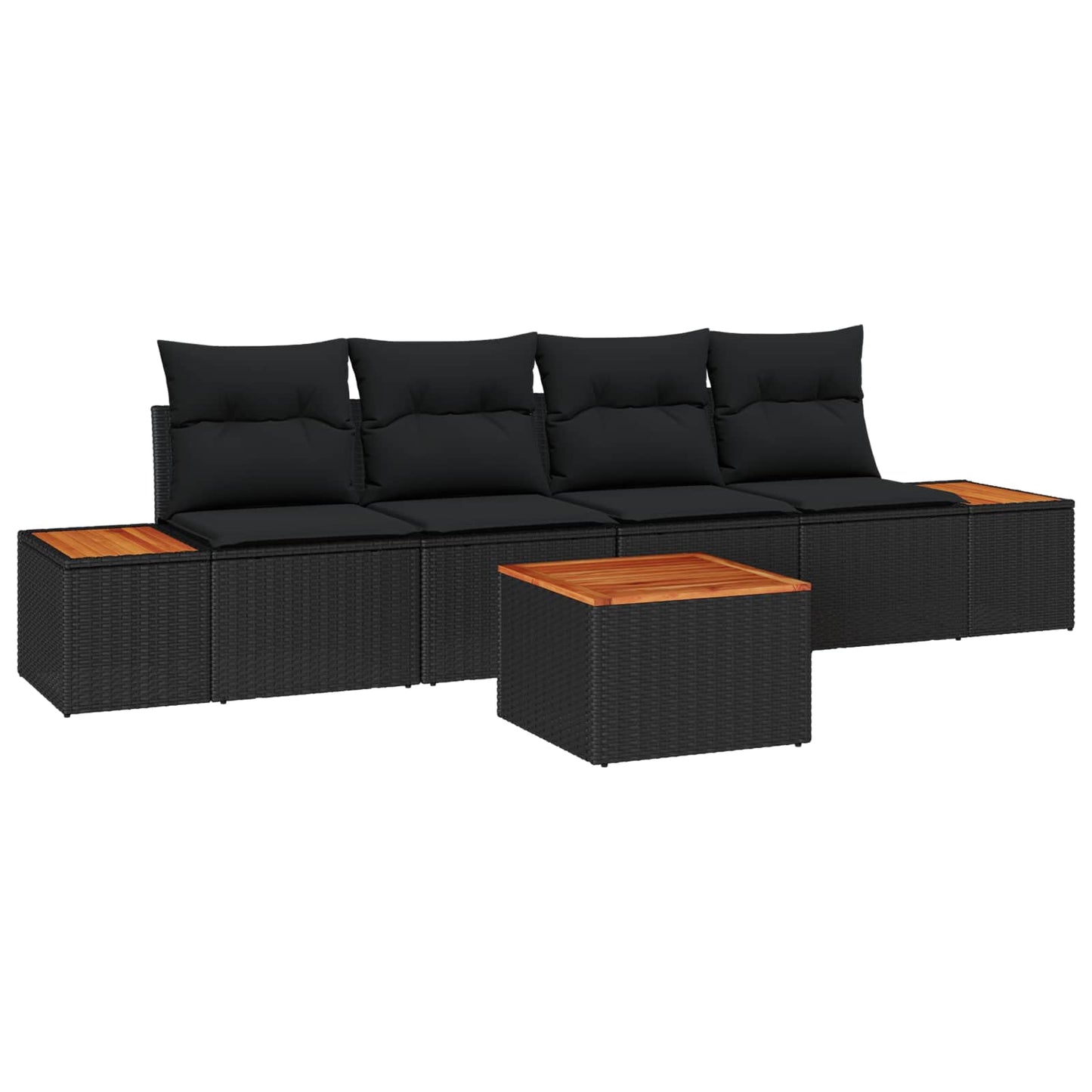 Set Divano da Giardino 5 pz Nero Poly Rattan | homemem39