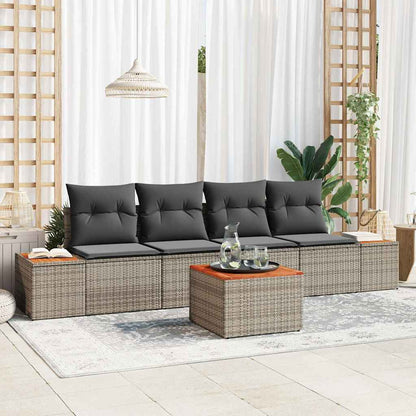 Set Divano da Giardino con cuscino 5 pcs Grigio Poly Rattan | homemem39
