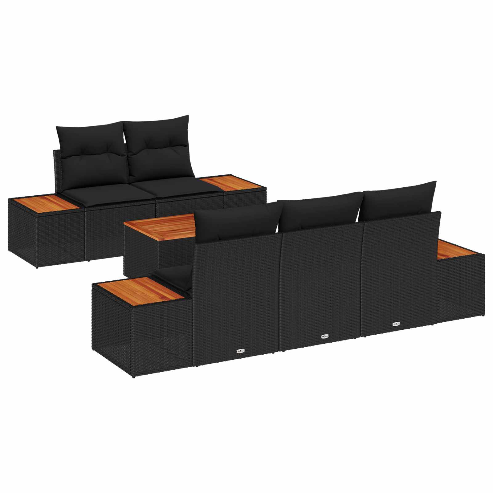 Set Divano da Giardino 6 pz Nero Poly Rattan | homemem39