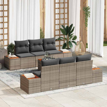 Set Divano da Giardino con cuscino 7 pcs Grigio Poly Rattan | homemem39