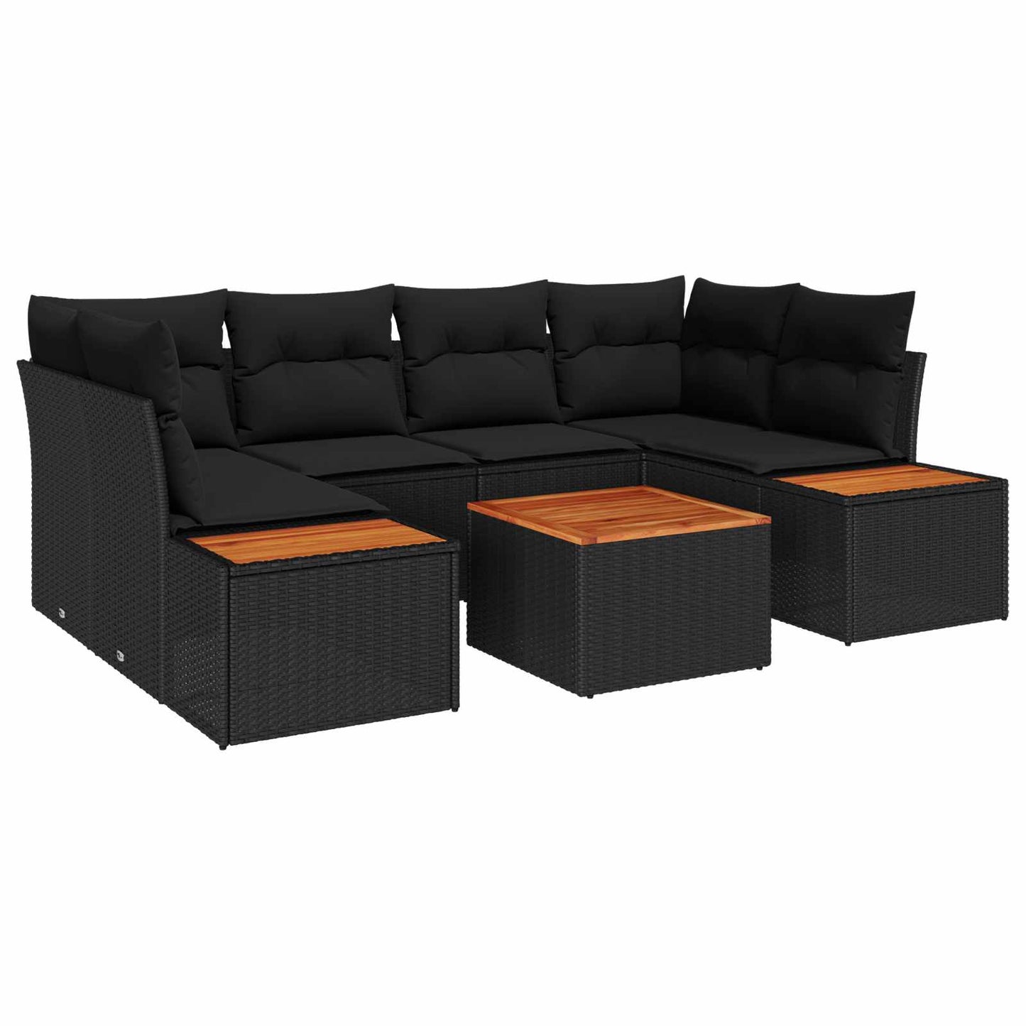 Set Divano da Giardino 6 pz Nero Poly Rattan | homemem39