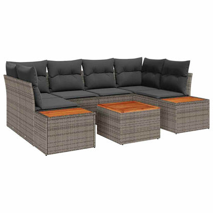 Set Divano da Giardino con cuscino 6 pcs Grigio Poly Rattan | homemem39