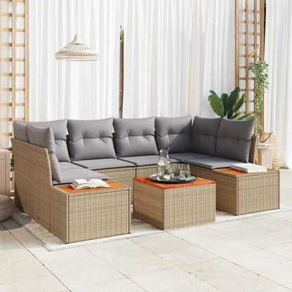 Set Divano da Giardino con cuscino 6 pcs Beige Poly Rattan | homemem39