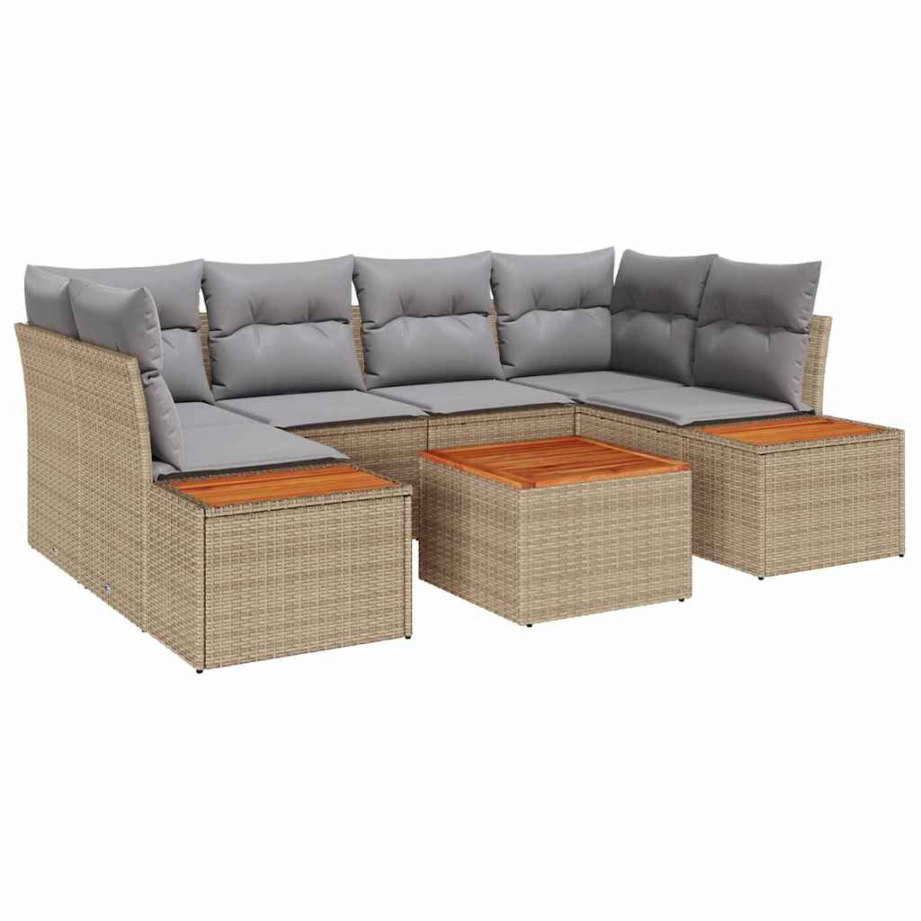 Set Divano da Giardino con cuscino 6 pcs Beige Poly Rattan | homemem39