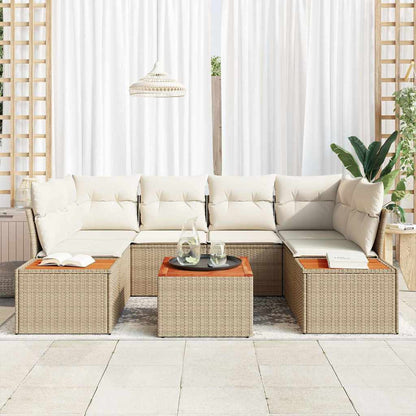 Set Divano da Giardino con cuscino 6 pcs Beige Poly Rattan