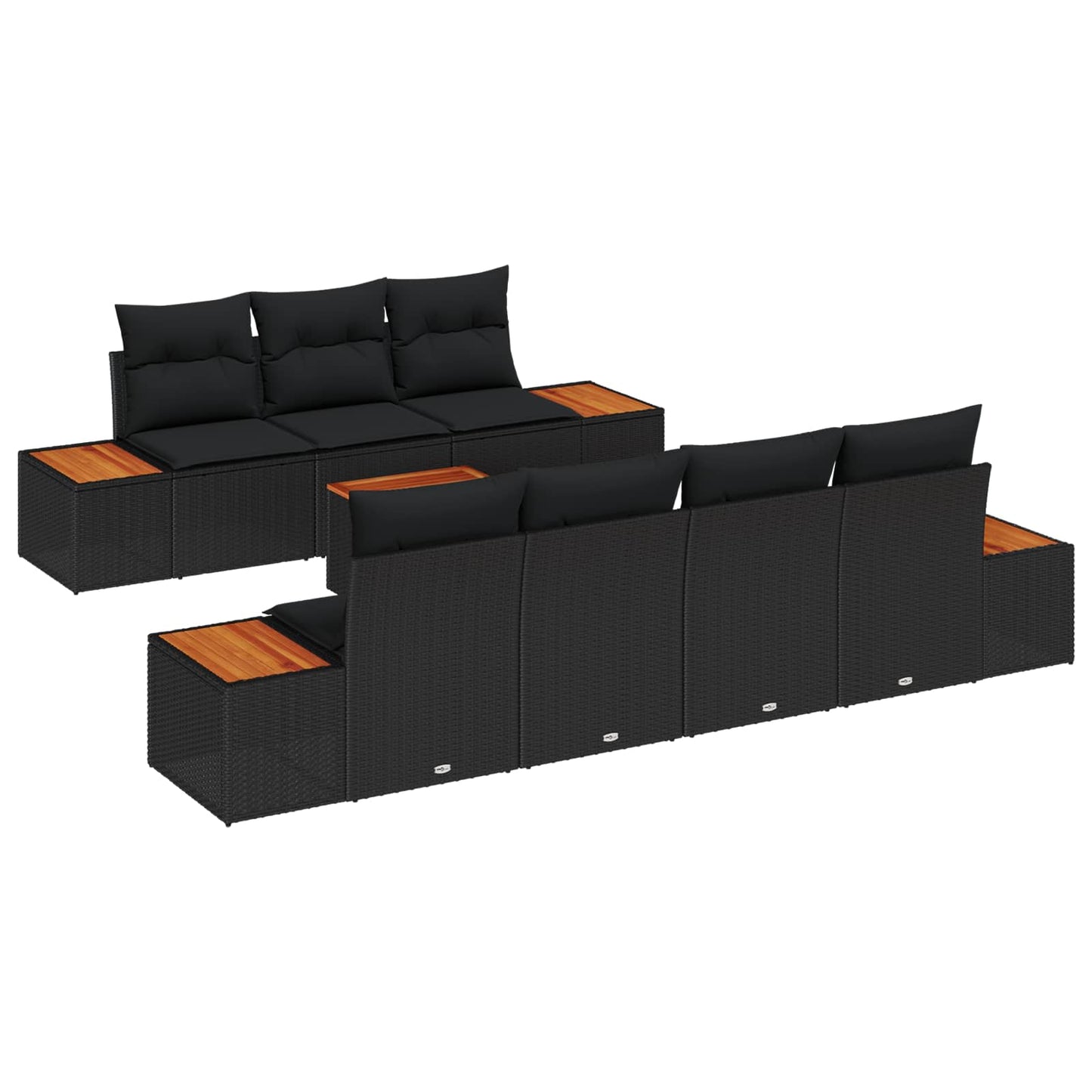 Set Divano da Giardino 8 pz Nero Poly Rattan | homemem39