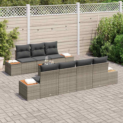 Set Divano da Giardino con cuscino 8 pcs Grigio Poly Rattan | homemem39